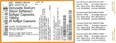 100mg 20ct (Label Docusate Sodium Caps 100mg Bpi(10544 130 20) Sda(66424 030 10) Rev1)